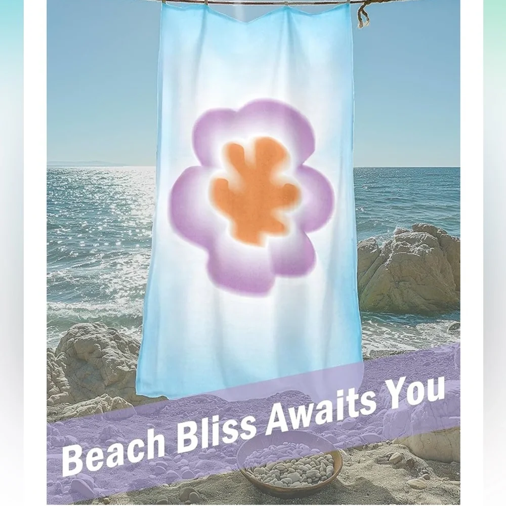 WDS WONDROUS Microfiber Beach Towels Compact Travel 2 Pack Big & Small Blue